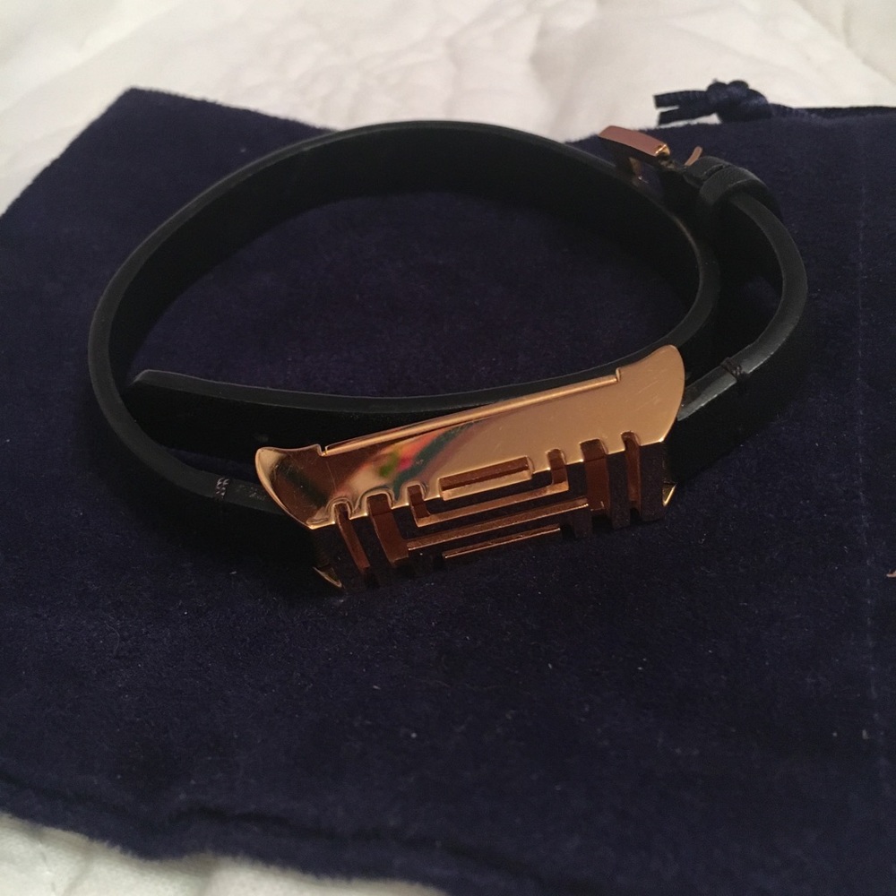 Tory Burch Black Leather Fitbit Bracelet